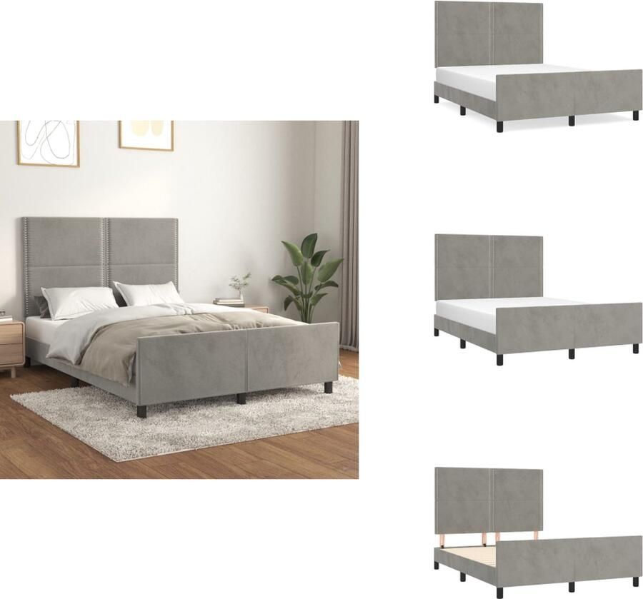 VidaXL Bedframe Velvet Lichtgrijs 193 x 146 x 118 128 cm Verstelbaar hoofdeinde Ondersteunende poten Multiplex lattenbodem Comfortabele rugondersteuning Matras niet inbegrepen Bed