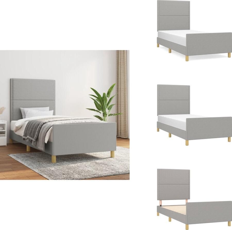 VidaXL Bedframe Met Hoofdeinde Bedframes Met Hoofdeindes Bed Slaapmeubel Bedframe zonder matras 90x190 cm stof lichtgrijs