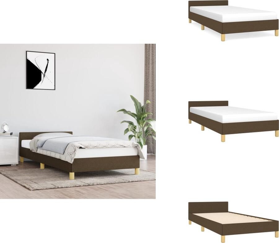 VidaXL Bedframe donkerbruin 203 x 83 x 118 128 cm verstelbaar met ondersteunende poten multiplex lattenbodem comfortabele ondersteuning montagehandleiding geschikt voor 80 x 200 cm matras 100% polyester massief larikshout Bed - Foto 5