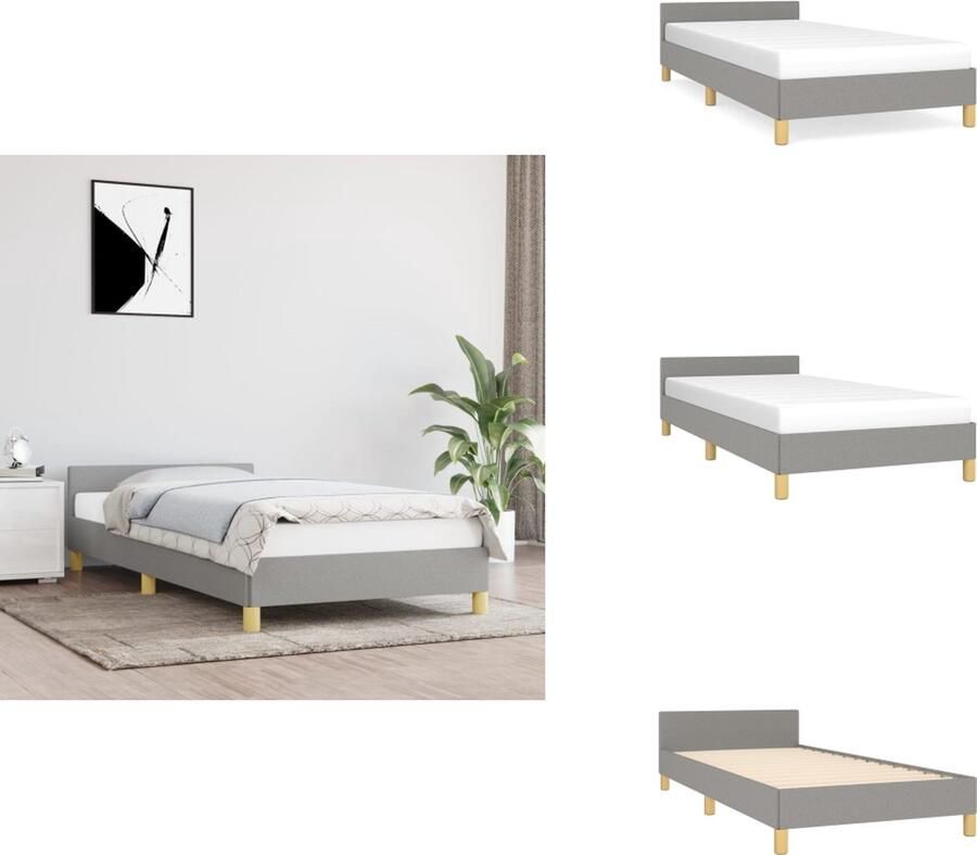 VidaXL Bedframe Met Hoofdeinde Bedframes Met Hoofdeindes Bed Slaapmeubel Bedframe zonder matras 80x200 cm stof lichtgrijs - Foto 2