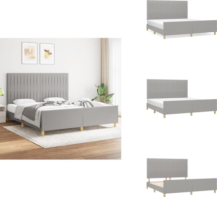 VidaXL Bedframe Met Hoofdeinde Bedframes Met Hoofdeindes Bed Slaapmeubel Bedframe zonder matras stof lichtgrijs 180x200 cm