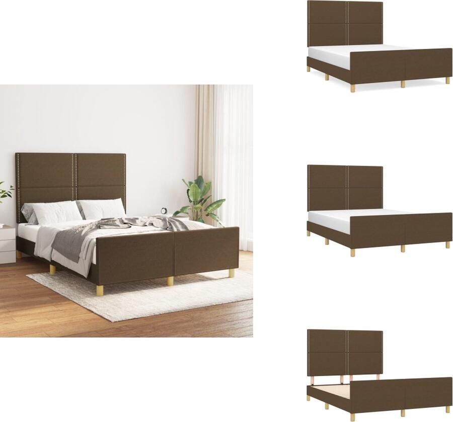 VidaXL Bedframe Donkerbruin 193 x 146 x 118 128 cm Verstelbaar hoofdeind en ondersteunende poten Multiplex lattenbodem Comfortabele rugondersteuning Bed