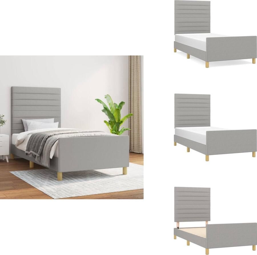 VidaXL Bedframe Lichtgrijs 203 x 83 x 118 128 cm Verstelbaar Stof (100% polyester) Massief larikshout Multiplex Geschikt voor matras 80 x 200 cm Bed