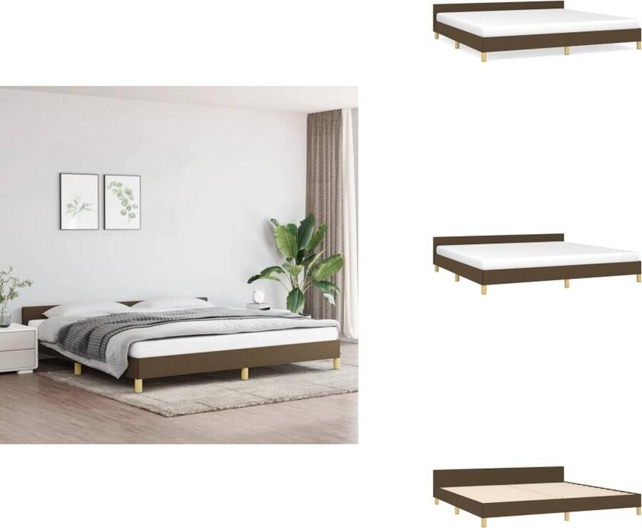 VidaXL Bedframe Met Hoofdeinde Bedframes Met Hoofdeindes Bed Slaapmeubel Bedframe met hoofdeinde stof donkerbruin 200x200 cm