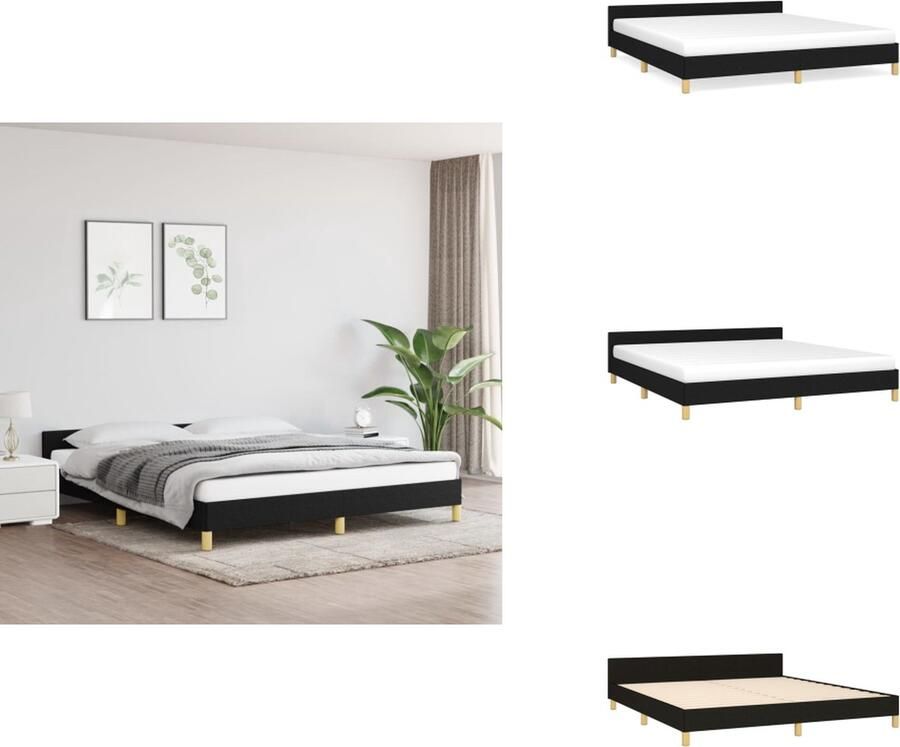 VidaXL Bedframe Met Hoofdeinde Bedframes Met Hoofdeindes Bed Slaapmeubel Bedframe zonder matras stof zwart 180x200 cm