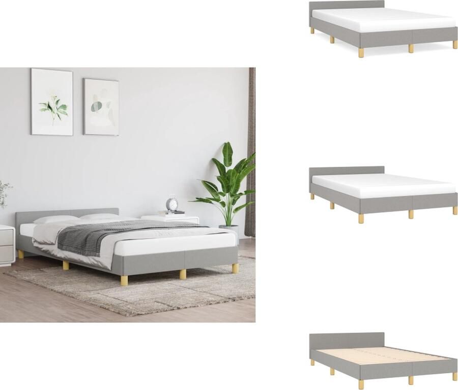 VidaXL Bedframe Met Hoofdeinde Bedframes Met Hoofdeindes Bed Slaapmeubel Bedframe met hoofdeinde stof lichtgrijs 120x200 cm