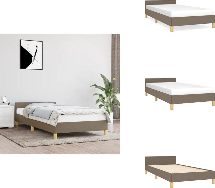 VidaXL Bedframe Met Hoofdeinde Bedframes Met Hoofdeindes Bed Slaapmeubel Bedframe met hoofdeinde stof taupe 100x200 cm