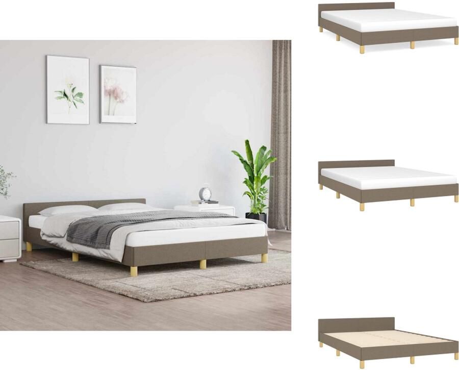 VidaXL Bedframe Taupe 203x146x118 128cm Verstelbaar hoofdeind Multiplex lattenbodem Stabiele poten Comfortabele ondersteuning Bed - Foto 3