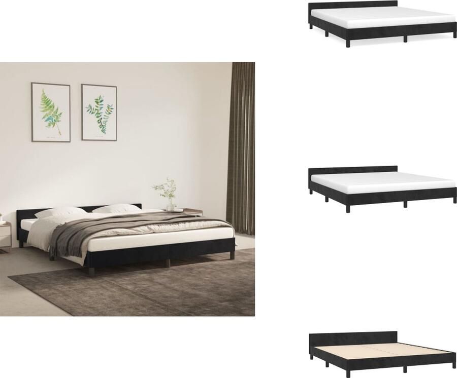 VidaXL Bedframe Met Hoofdeinde Bedframes Met Hoofdeindes Bed Slaapmeubel Bedframe zonder matras 180x200 cm fluweel zwart