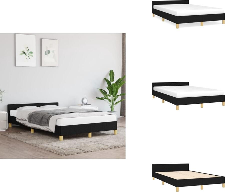 VidaXL Bedframe Met Hoofdeinde Bedframes Met Hoofdeindes Bed Slaapmeubel Bedframe met hoofdeinde stof zwart 120x200 cm