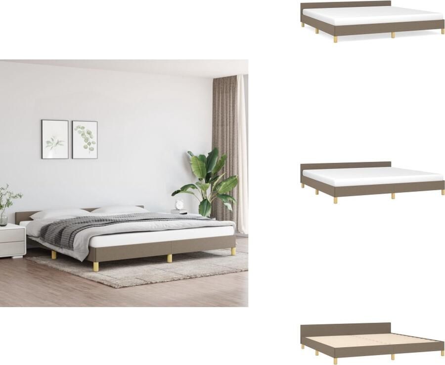 VidaXL Bedframe Met Hoofdeinde Bedframes Met Hoofdeindes Bed Slaapmeubel Bedframe met hoofdeinde stof taupe 200x200 cm