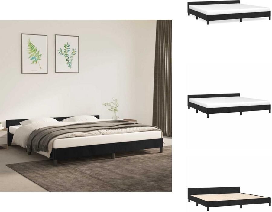 VidaXL Bedframe Zacht fluweel Verstelbaar hoofdeinde Stabiele poten Multiplex lattenbodem Comfortabele ondersteuning Zwart 203 x 206 x 118 128 cm Bed - Foto 2