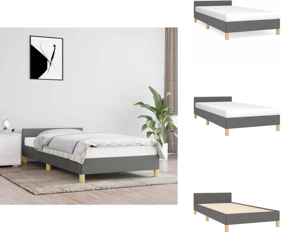 VidaXL Bedframe Met Hoofdeinde Bedframes Met Hoofdeindes Bed Slaapmeubel Bedframe zonder matras 80x200 cm stof donkergrijs - Foto 3