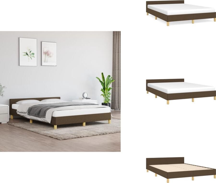 VidaXL Bedframe Donkerbruin 193 x 146 x 118 128 cm Verstelbaar hoofdeind en ondersteunende poten Multiplex lattenbodem Comfortabele rugondersteuning Bed - Foto 2