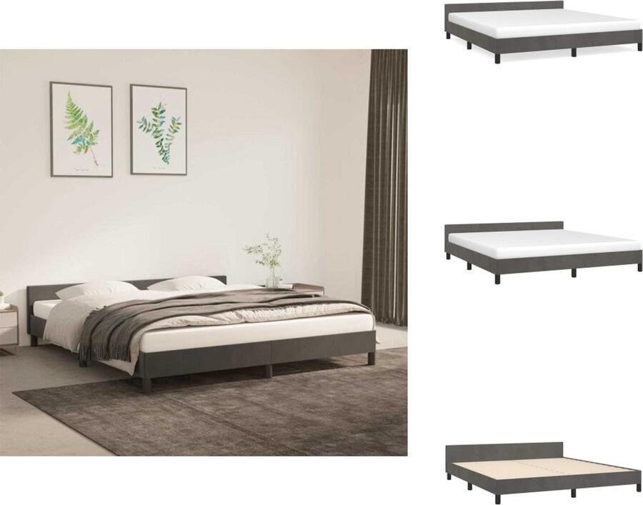 VidaXL -Bedframe-met-hoofdeinde-fluweel-donkergrijs-180x200-cm - Foto 3