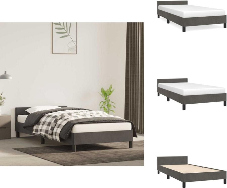 VidaXL Bedframe Donkergrijs 203x83x118 128 cm Fluweel Verstelbaar hoofdeinde Ondersteunende poten Multiplex lattenbodem Comfortabele ondersteuning Bed - Foto 3