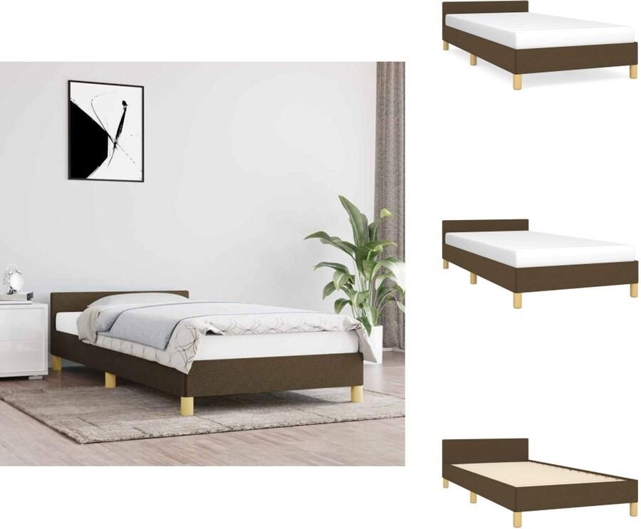 VidaXL Bedframe donkerbruin 203 x 83 x 118 128 cm verstelbaar met ondersteunende poten multiplex lattenbodem comfortabele ondersteuning montagehandleiding geschikt voor 80 x 200 cm matras 100% polyester massief larikshout Bed - Foto 7
