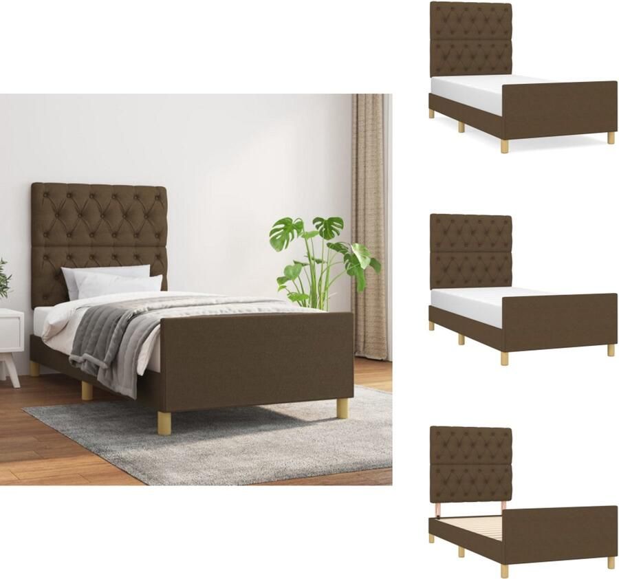 The Living Store Bedframe s Bedframes 203x83x118 128cm Verstelbaar en Duurzaam Bed Frame Houten Bed Tweepersoons Bed Bruine Bedbank Verstelbaar Bed