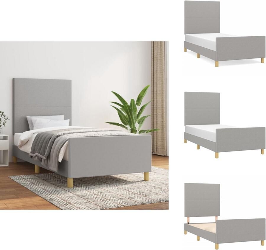 VidaXL Bedframe Lichtgrijs Bedframes 203x93x50 cm Duurzaam materiaal ondersteunende poten multiplex lattenbodem (matras niet inbegrepen) Bed