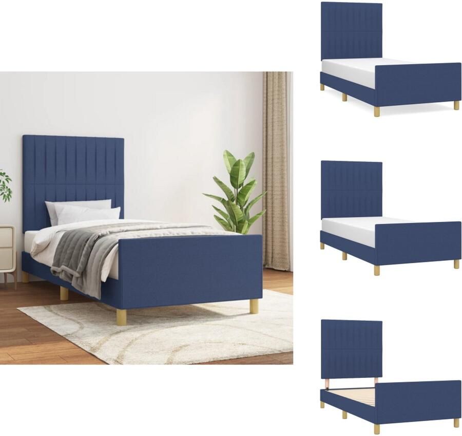 VidaXL -Bedframe-met-hoofdeinde-stof-blauw-90x200-cm - Foto 4