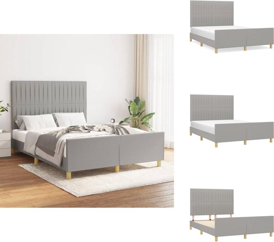 VidaXL Bedframe Lichtgrijs 203 x 146 x 118 128 cm Verstelbaar hoofdeind Multiplex lattenbodem 140 x 200 cm (matras niet inbegrepen) Bed - Foto 2