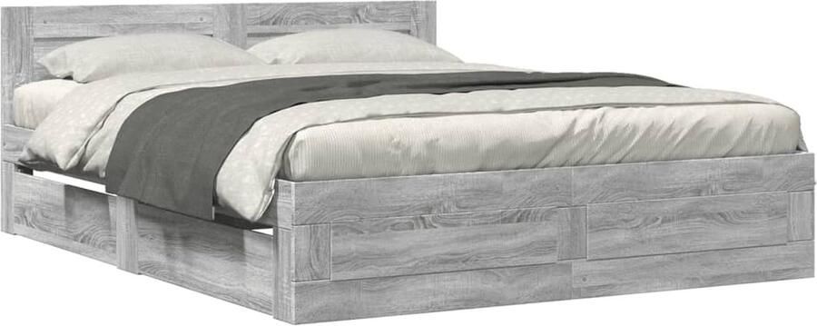 VidaXL Bedframe met hoofdeinde grijs sonoma eiken 150x200 cm