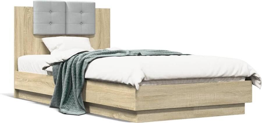 VidaXL -Bedframe-met-hoofdbord-bewerkt-hout-sonoma-eiken-75x190-cm - Foto 3