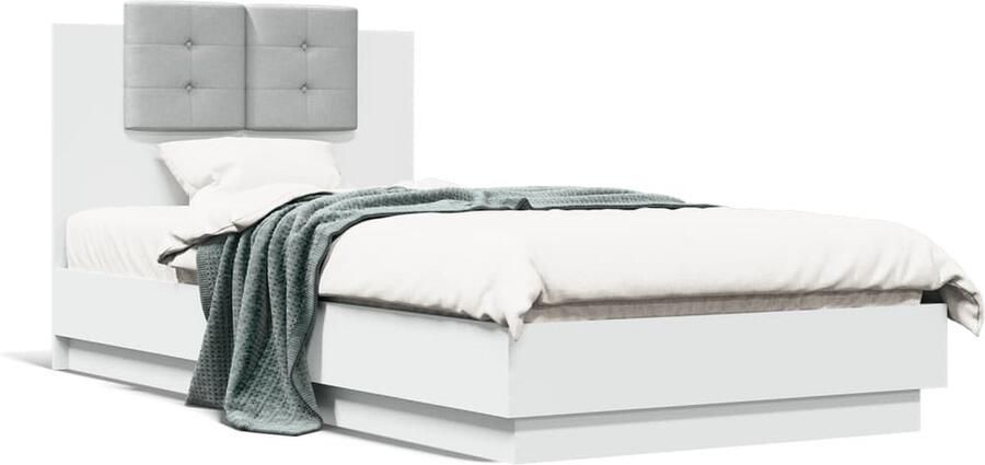 VidaXL -Bedframe-met-hoofdeinde-bewerkt-hout-wit-90x190-cm - Foto 3