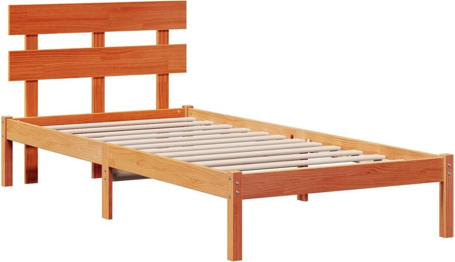 VidaXL Bedframe met Hoofdbord Wax Bruin 100x200 cm Massief Grenenhout