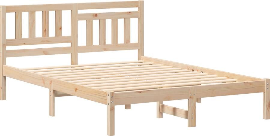VidaXL Bedframe met hoofdeinde Bruin 135 x 190 cm Massief grenenhout
