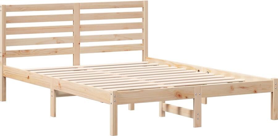 VidaXL Bedframe met hoofdeinde Bruin 135 x 190 cm Massief grenenhout