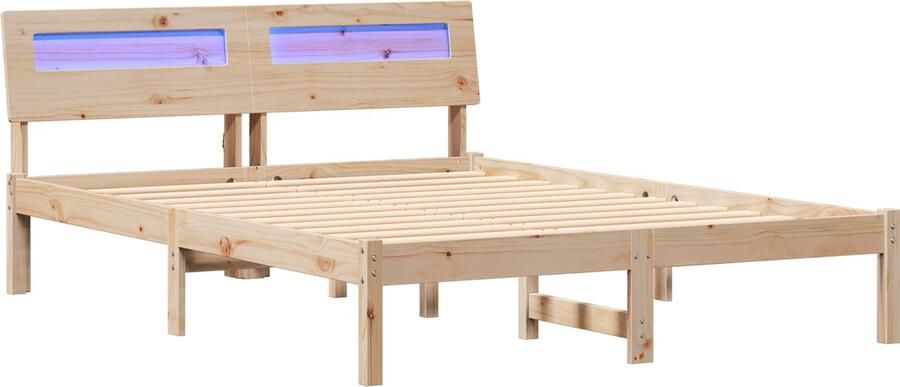 VidaXL Bedframe met hoofdeinde Bruin 135 x 190 cm Massief grenenhout