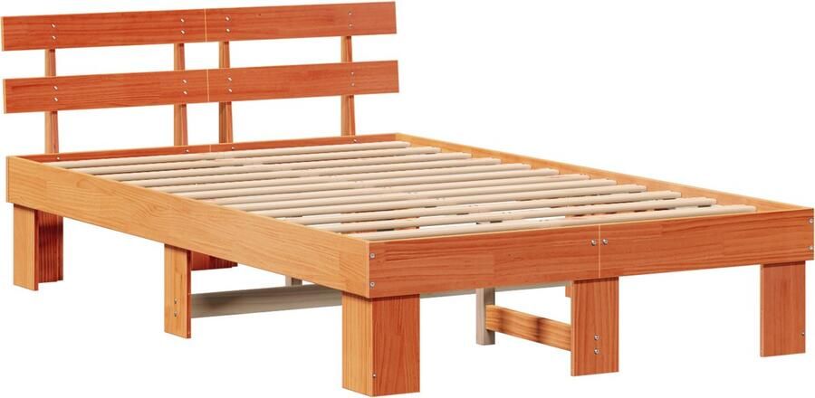 VidaXL Bedframe met hoofdeinde gewaxed bruin 120x190 cm massief grenenhout