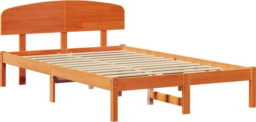 VidaXL Bedframe met Hoofdbord Gewaxd Bruin 120x190 cm Massief Grenenhout