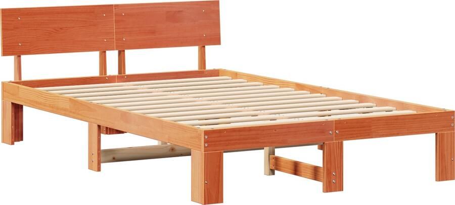 VidaXL Bedframe met hoofdeinde Bruin 120 x 190 cm Massief grenenhout