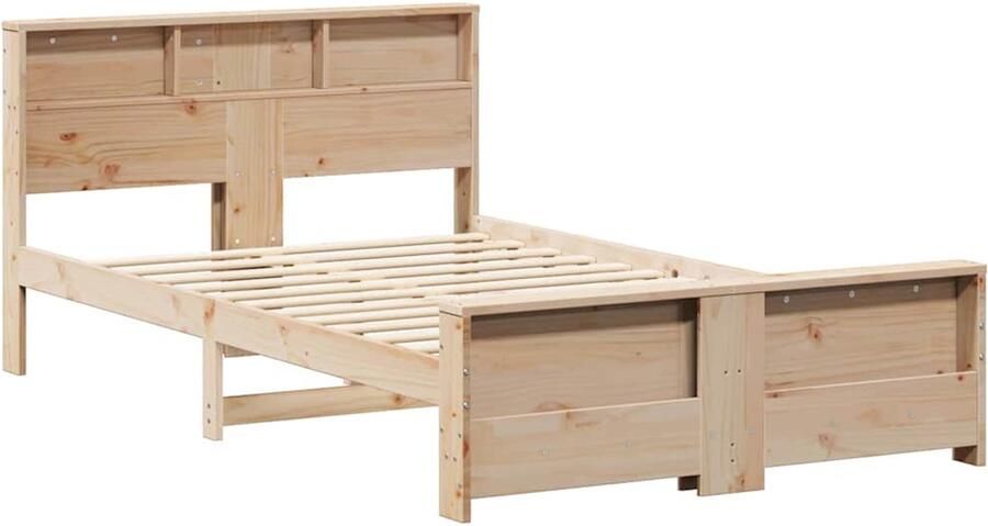 VidaXL Bedframe met hoofdeinde Bruin 135 x 190 cm Massief grenenhout
