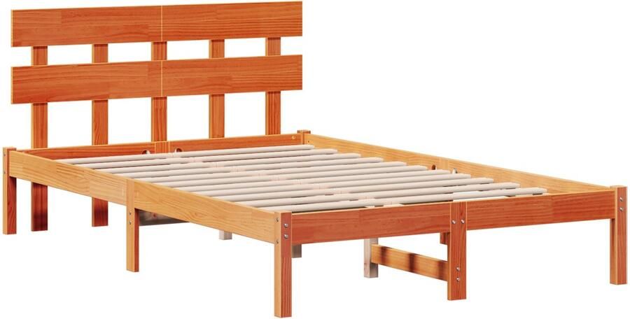 VidaXL Bedframe met Hoofdbord Wax Bruin 140x190 cm Massief Grenenhout