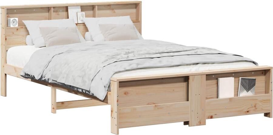 VidaXL Bedframe met hoofdeinde Bruin 150 x 200 cm Massief grenenhout - Foto 2