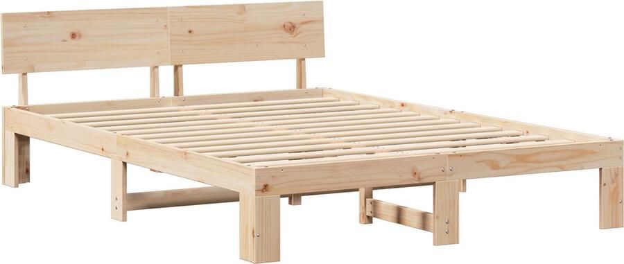 VidaXL Bedframe met hoofdeinde Bruin 150 x 200 cm Massief grenenhout