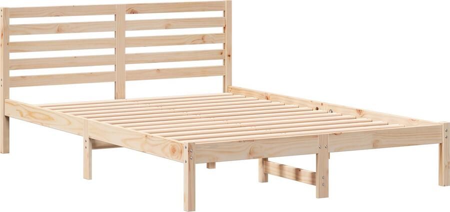 VidaXL Bedframe met hoofdeinde Bruin 140 x 210 cm Massief grenenhout