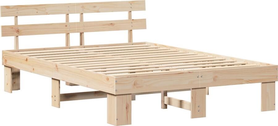 VidaXL Bedframe met hoofdeinde Bruin 150 x 200 cm Massief grenenhout