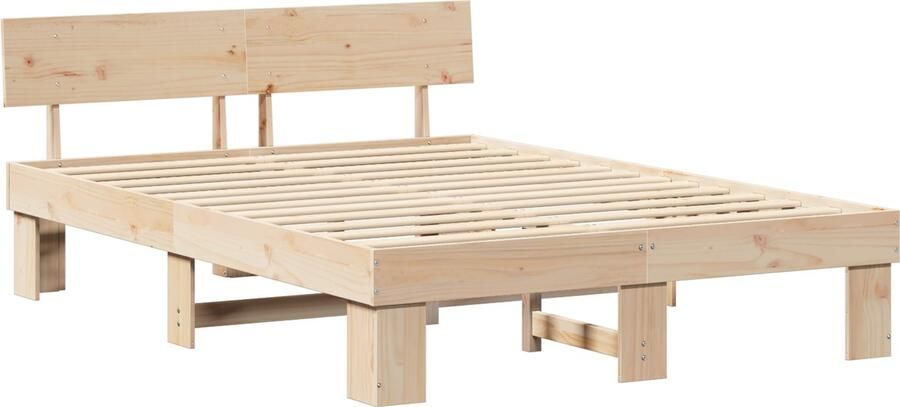 VidaXL Bedframe met hoofdeinde Bruin 150 x 200 cm Massief grenenhout