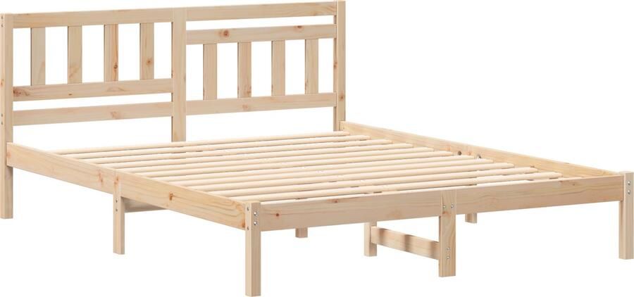 VidaXL Bedframe met hoofdeinde Bruin 150 x 200 cm Massief grenenhout