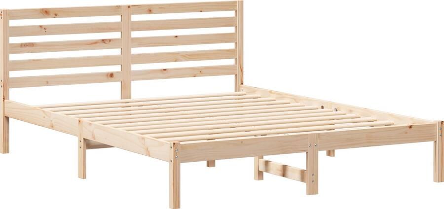 VidaXL Bedframe met hoofdeinde Bruin 150 x 200 cm Massief grenenhout