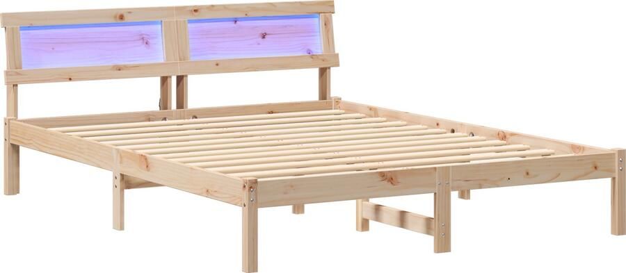 VidaXL Bedframe met hoofdeinde Bruin 160 x 200 cm Massief grenenhout
