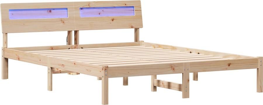 VidaXL Bedframe met hoofdeinde Bruin 150 x 200 cm Massief grenenhout
