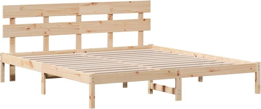 VidaXL Bedframe met hoofdeinde Bruin 180 x 200 cm Massief grenenhout - Foto 3