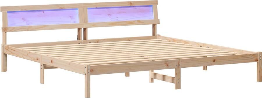 VidaXL Bedframe met hoofdeinde Bruin 180 x 200 cm Massief grenenhout
