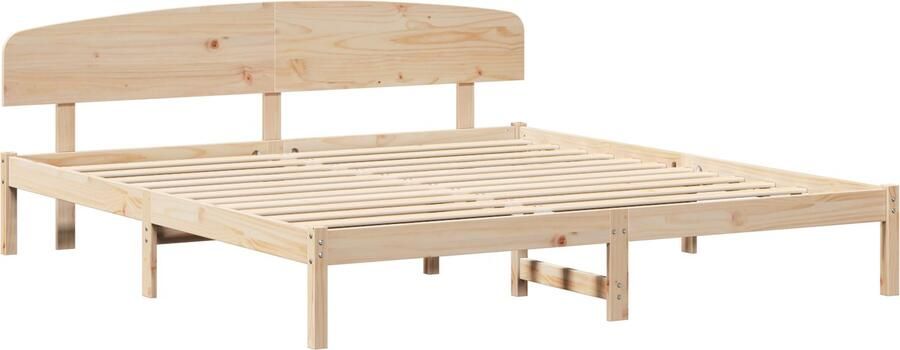 VidaXL Bedframe met hoofdeinde Bruin 200 x 200 cm Massief grenenhout