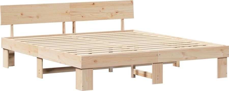 VidaXL Bedframe met hoofdeinde Bruin 200 x 200 cm Massief grenenhout